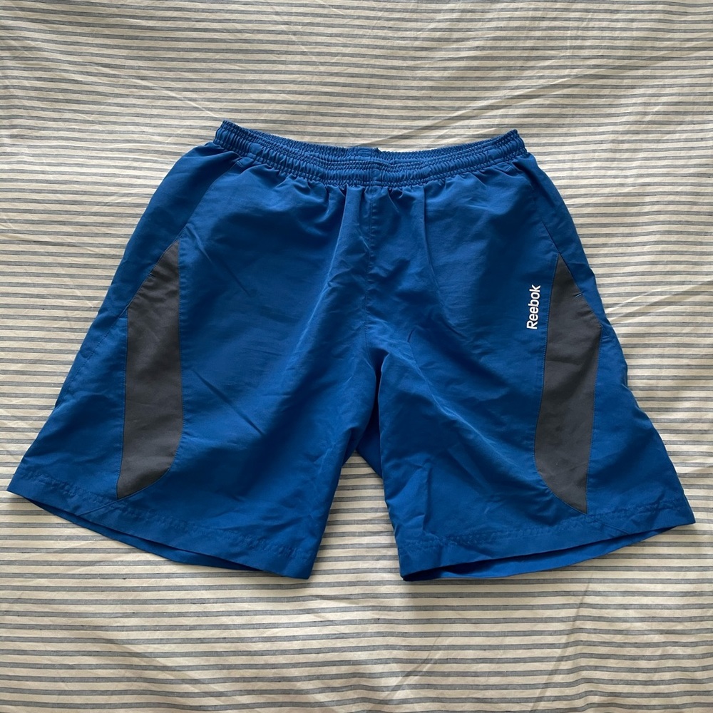 Reebok Men’s gym shorts. Size Large. Blue and Grey